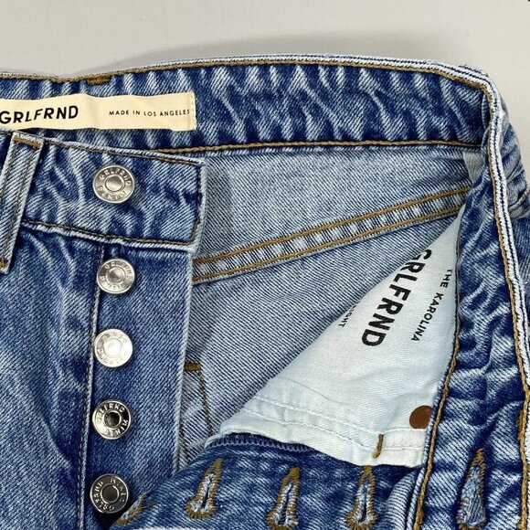 GRLFRND Women's Karolina High Rise Straight Crop Jeans Blue Size 23 Fray Hem - Picture 7 of 10